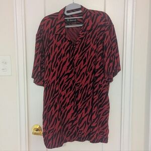 Red Zebra Print Button Top